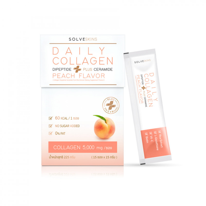Solve Skins Daily Collagen Dipeptide Plus Ceramide Peach Flavor 225 g